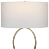 27 Inch Metal Table Lamp Oval Center Ring Gold White By Casagear Home BM277022