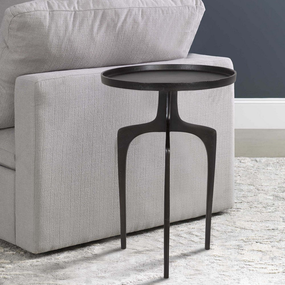 22 Inch Metal Round Accent Table, Three Curved Legs, Antique Brown By Casagear Home