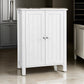 Deavan 31 Inch Wood Bathroom Storage Cabinet, 2 Doors, Plank Style, White By Casagear Home