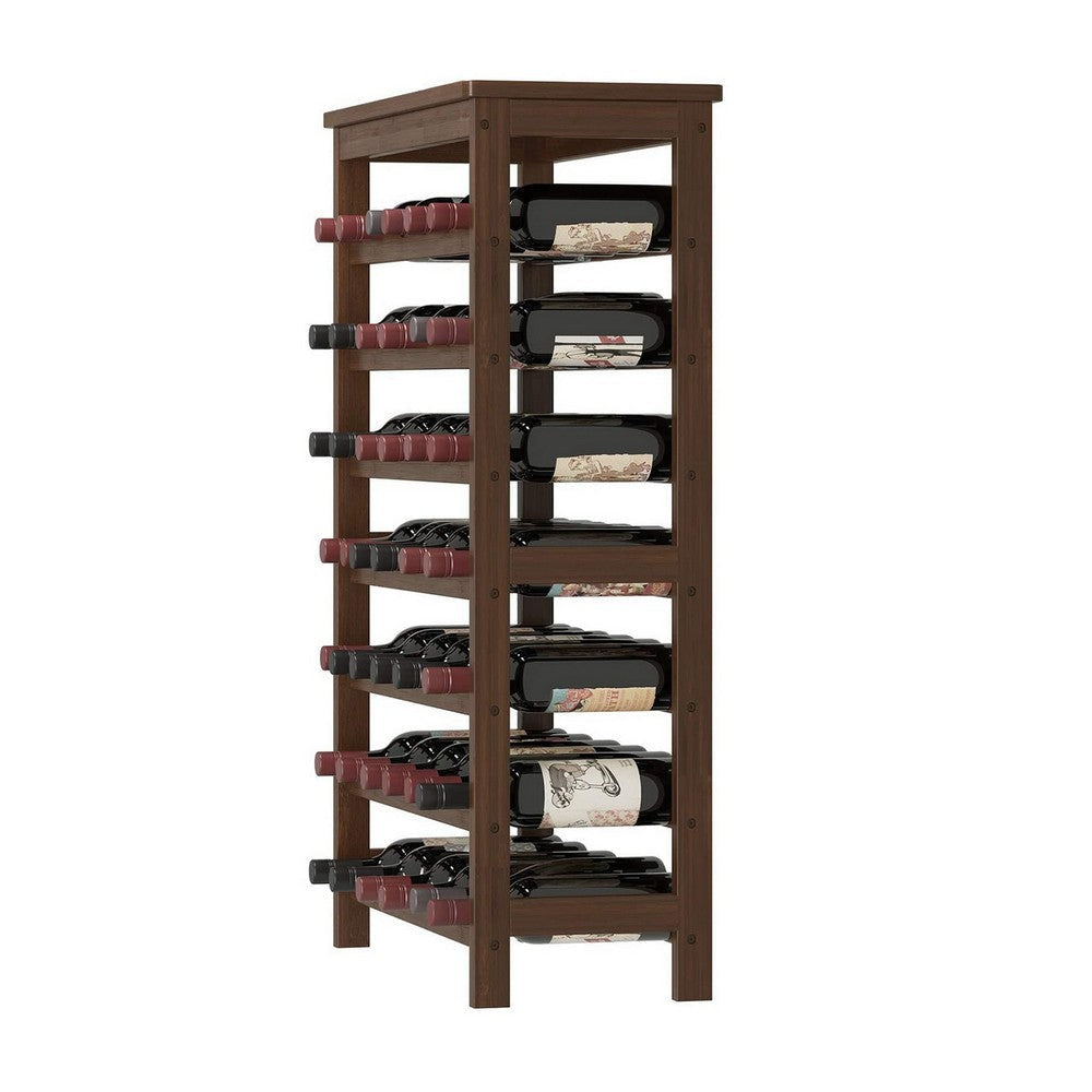 Naomi 39 Inch 7 Tier Wine Rack Bamboo Frame 42 Bottles Walnut Brown By Casagear Home BM277146