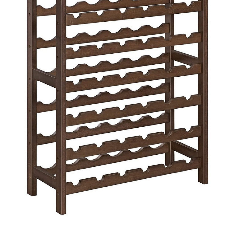 Naomi 39 Inch 7 Tier Wine Rack Bamboo Frame 42 Bottles Walnut Brown By Casagear Home BM277146