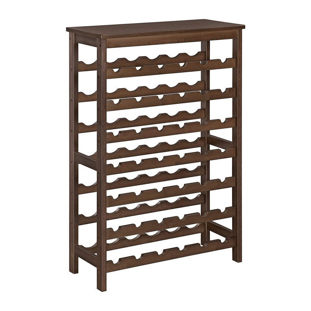 Naomi 39 Inch 7 Tier Wine Rack Bamboo Frame 42 Bottles Walnut Brown By Casagear Home BM277146