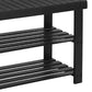 Roy 28 Inch Shoe Bench 2 Tier Storage Rack Bamboo Frame Black By Casagear Home BM277149