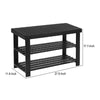 Roy 28 Inch Shoe Bench 2 Tier Storage Rack Bamboo Frame Black By Casagear Home BM277149