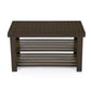 Roy 28 Inch Shoe Bench 2 Tier Storage Rack Bamboo Frame Espresso Brown By Casagear Home BM277150