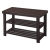 Roy 28 Inch Shoe Bench 2 Tier Storage Rack Bamboo Frame Espresso Brown By Casagear Home BM277150