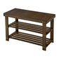 Roy 28 Inch Shoe Bench, 2 Tier Storage Rack, Bamboo Frame, Walnut Brown By Casagear Home