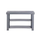 Roy 28 Inch Shoe Bench 2 Tier Storage Rack Bamboo Frame Gray By Casagear Home BM277152