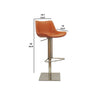 Cid 21-31 Inch Adjustable Counter Bar Stool, Vegan Leather, Swivel, Orange By Casagear Home