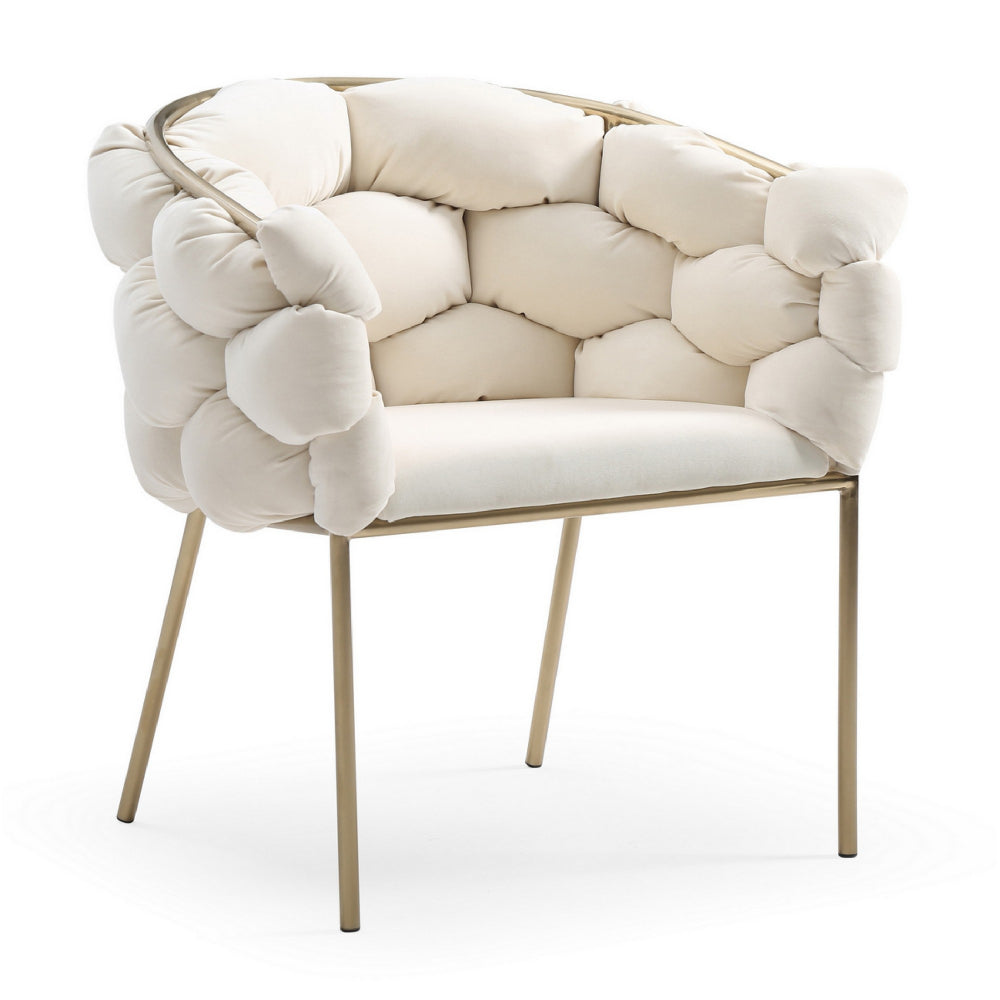 Cid 26 Inch Modern Curved Dining Chair Bubble Tufted Back Cream By Casagear Home BM277309