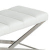 Cid 47 Inch Vegan Faux Leather Bench with Steel Legs White Silver By Casagear Home BM277343