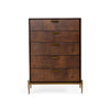 Cid 45 Inch Modern Tall Tuscany Dresser Chest 5 Drawers Brass Brown By Casagear Home BM277347