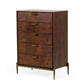 Cid 45 Inch Modern Tall Tuscany Dresser Chest 5 Drawers Brass Brown By Casagear Home BM277347