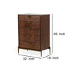 Cid 45 Inch Modern Tall Tuscany Dresser Chest 5 Drawers Brass Brown By Casagear Home BM277347