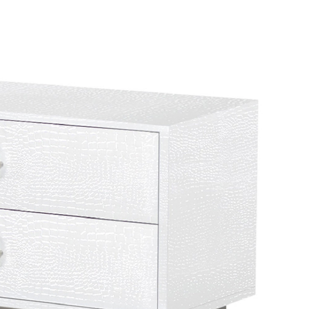 Hart 32 Inch Modern Nightstand 2 Drawers Textured Lacquer Finish White By Casagear Home BM277355