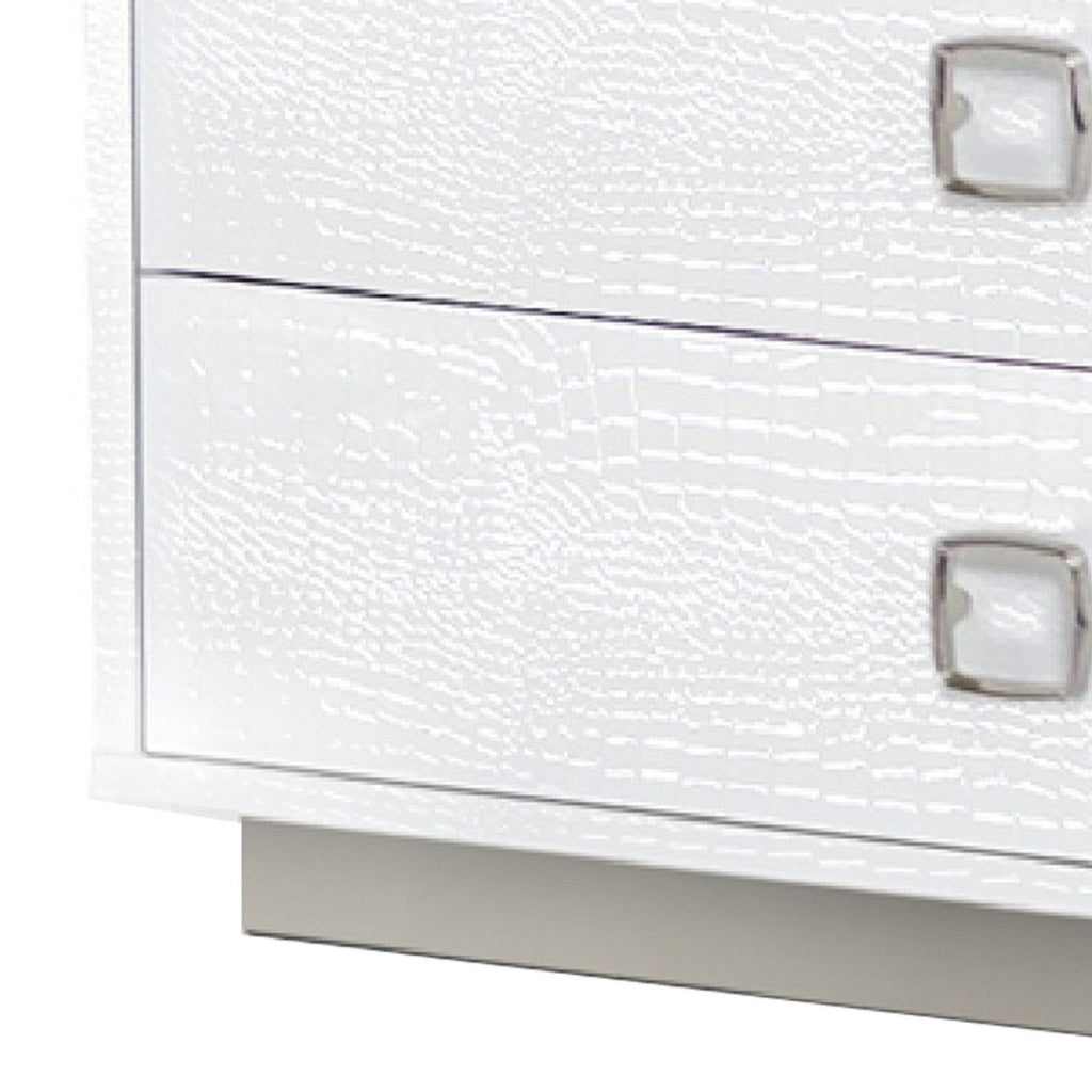 Hart 32 Inch Modern Nightstand 2 Drawers Textured Lacquer Finish White By Casagear Home BM277355