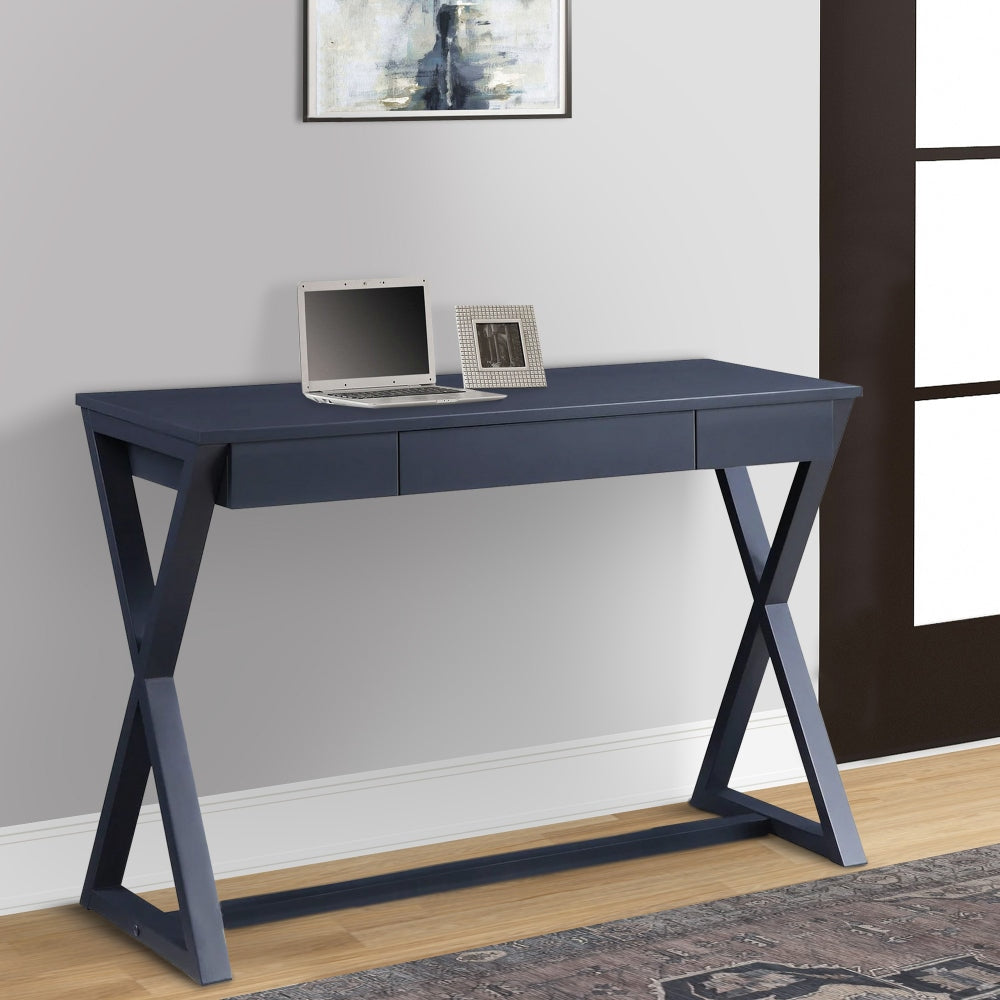 Mary 42 Inch Wood Console Sideboard Desk with Center Drawer, Gray By Casagear Home