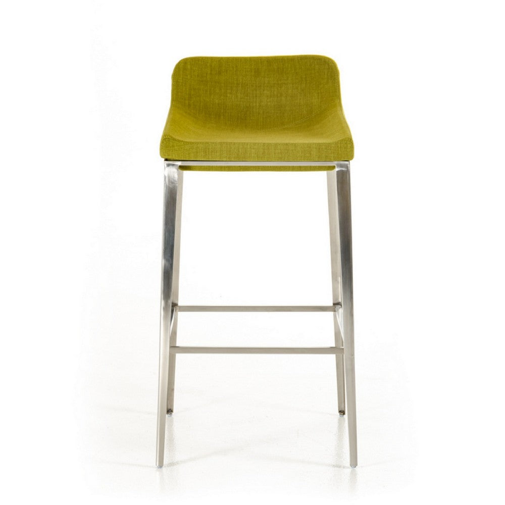 Cid 30 Inch Modern Bar Stool Low Back Metal Legs Green By Casagear Home BM279136