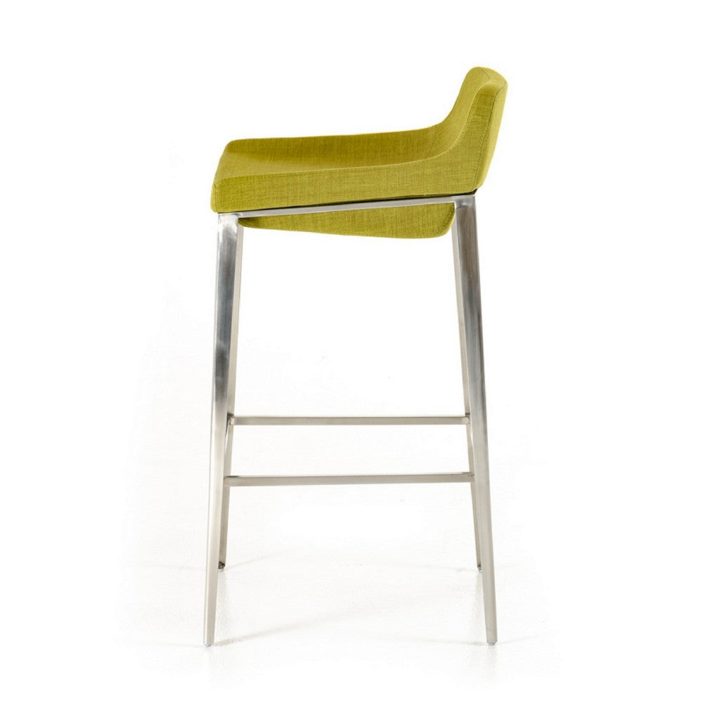 Cid 30 Inch Modern Bar Stool Low Back Metal Legs Green By Casagear Home BM279136