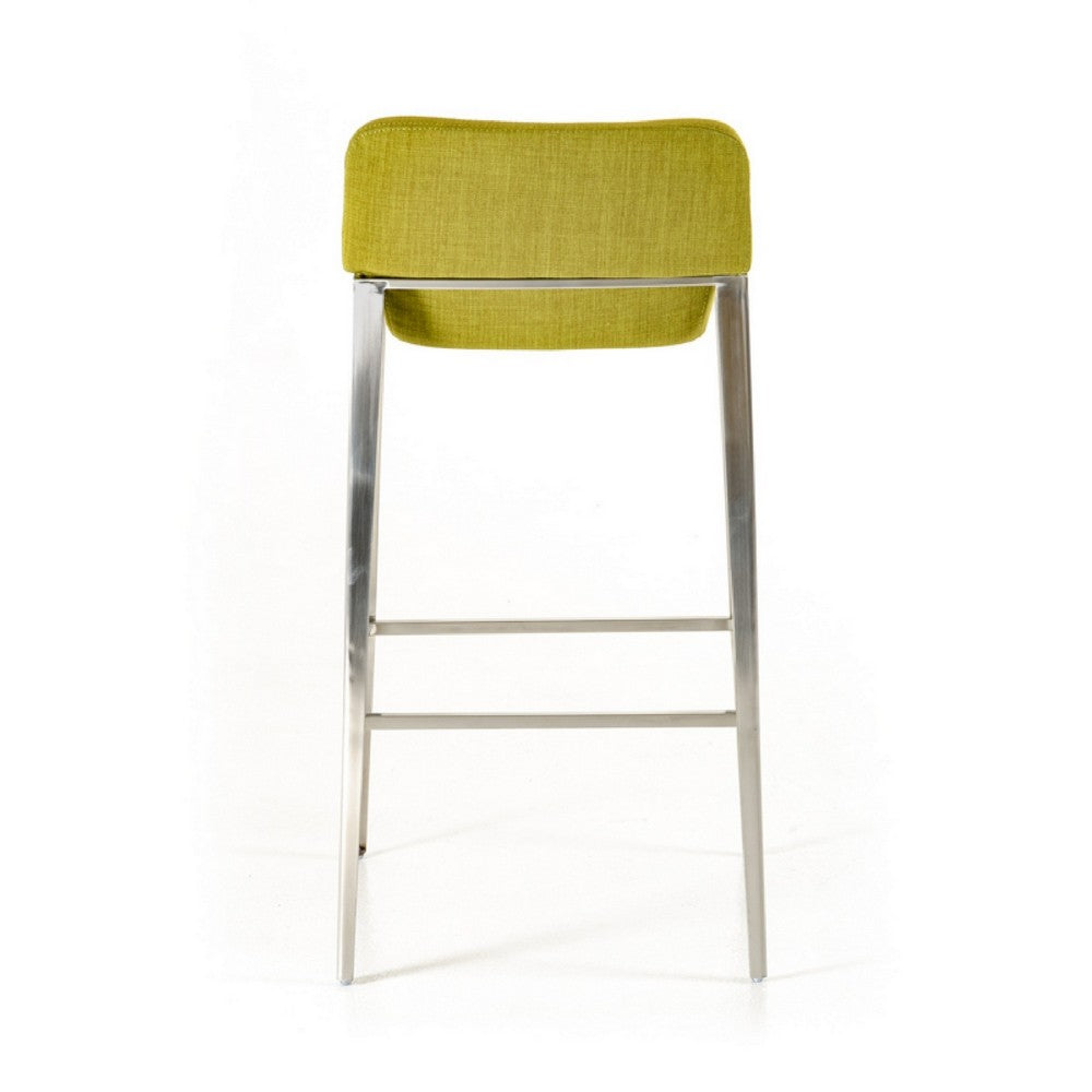 Cid 30 Inch Modern Bar Stool Low Back Metal Legs Green By Casagear Home BM279136