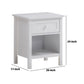 Mio 24 Inch Single Drawer Nightstand Solid Wood Open Shelf Glossy White - BM279145 BM279145