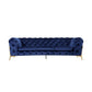 Reno Joni 97 Inch Modern Sofa Chesterfield Velour Fabric Blue Gold By Casagear Home BM279671