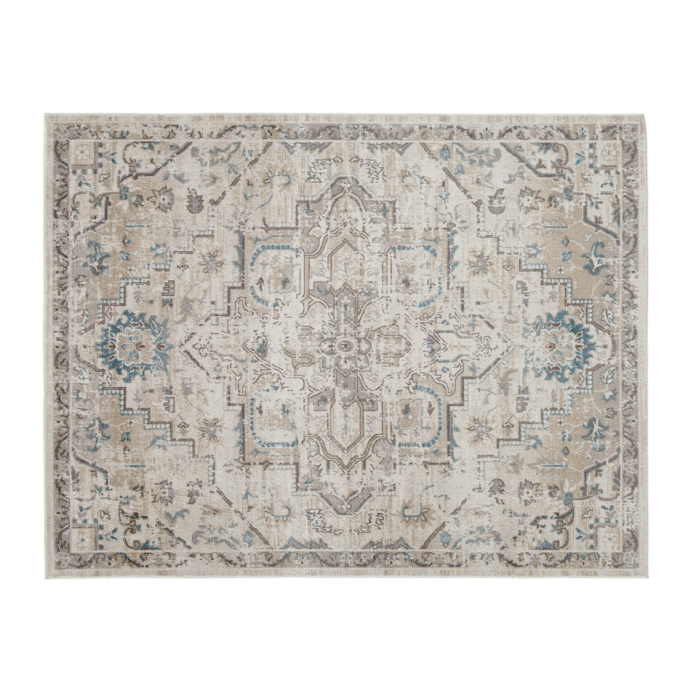 Tyra 5 x 7 Medium Soft Polyester Fabric Floor Area Rug Washable Medallion Pattern Multicolor By Casagear Home BM279715