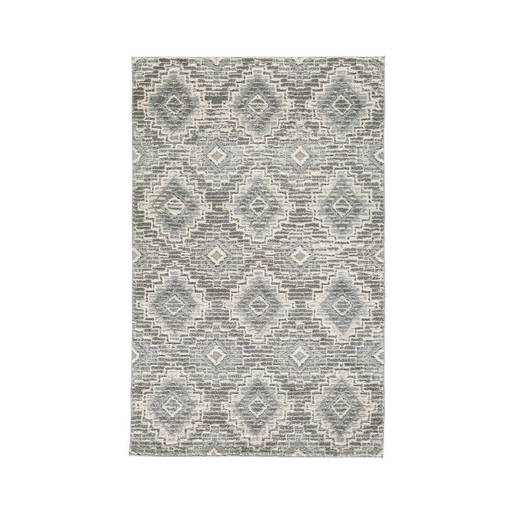 Ari 5 x 7 Modern Area Rug Diamond Pattern Soft Fabric Cream Gray By Casagear Home BM280199