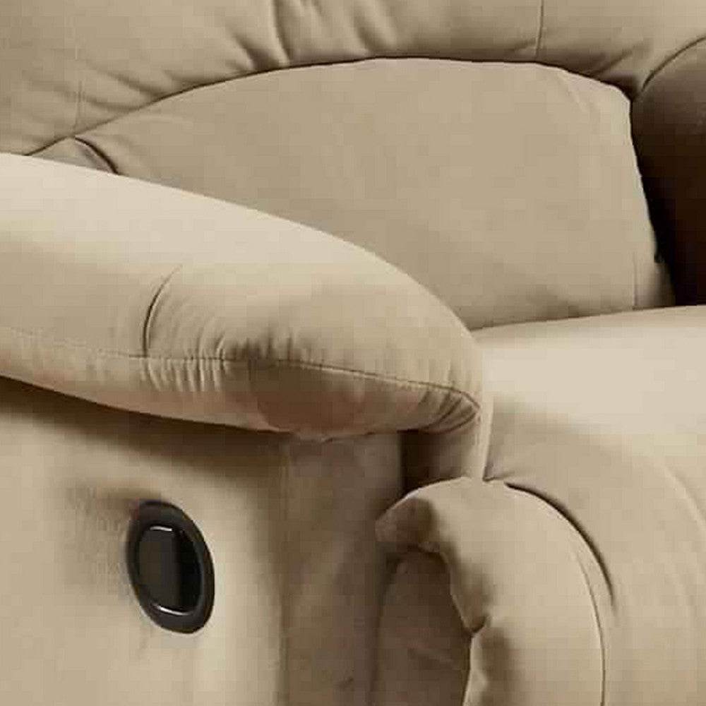 Deby 35 Inch Modern Recliner Foam Cushioned Seat Soft Microfiber Beige By Casagear Home BM280249