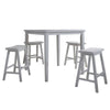 Gael 36 Inch Counter Height Square Dining Table Set, 4 Stools, Wood, White By Casagear Home