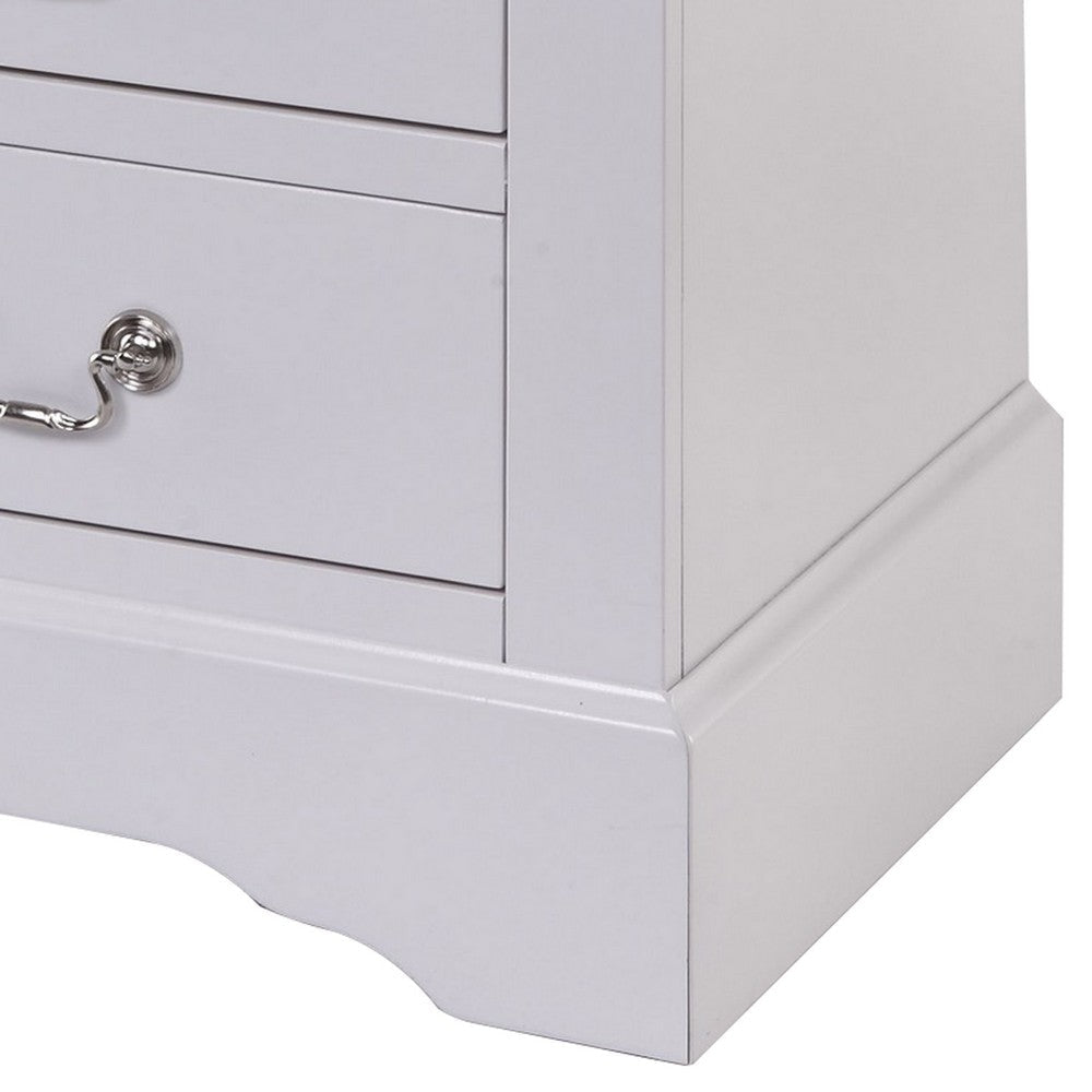 24 Inch Modern Classic Nightstand 2 Drawers Drop Handles Wood White By Casagear Home BM280265