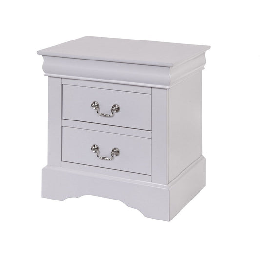 24 Inch Modern Classic Nightstand, 2 Drawers, Drop Handles, Wood, White By Casagear Home