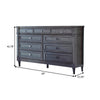 Dexi 65 Inch Dresser 9 Drawers Metal Ring Handles Wood Gray and Silver By Casagear Home BM280355