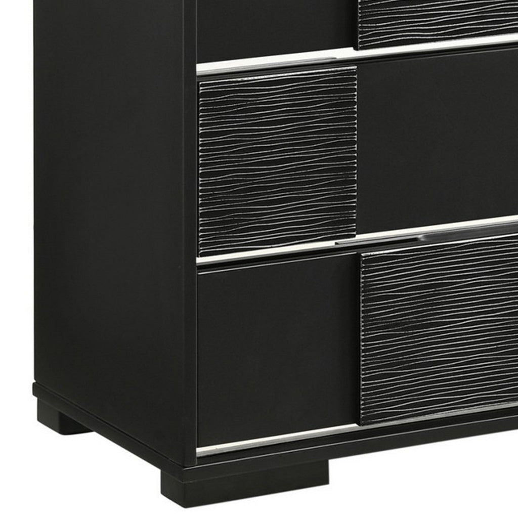 Reza 50 Inch Tall Dresser Chest 5 Drawers Metal Trim Felt Lined Black By Casagear Home BM280475