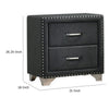 Cale 26 Inch Modern Glam Wood Nightstand Nailhead Gray Velvet Upholstered By Casagear Home BM280485