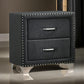 Cale 26 Inch Modern Glam Wood Nightstand Nailhead Gray Velvet Upholstered By Casagear Home BM280485