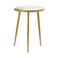 22 Inch Modern Accent Table, Round Marble Top, White, Gold By Casagear Home