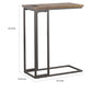 24 Inch Modern C Shape Side End Table 2 USB 1 Charging Port Brown Black By Casagear Home BM280511