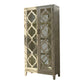 76 Inch Tall Accent Console Cabinet, Quatrefoil Pattern, 2 Doors, Brown By Casagear Home