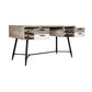 Aliz 55 Inch Modern Acacia Wood Office Desk 4 Drawers Metal Legs Brown By Casagear Home BM282047