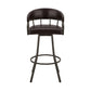 Mayla 30 Inch Swivel Bar Stool Metal Flared Legs Brown Faux Leather By Casagear Home BM282100