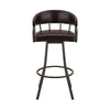 Mayla 30 Inch Swivel Bar Stool Metal Flared Legs Brown Faux Leather By Casagear Home BM282100