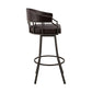 Mayla 30 Inch Swivel Bar Stool Metal Flared Legs Brown Faux Leather By Casagear Home BM282100