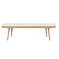 Eli 60 Inch Modern Rounded Bench Polyester Splayed Legs Brown White By Casagear Home BM282988