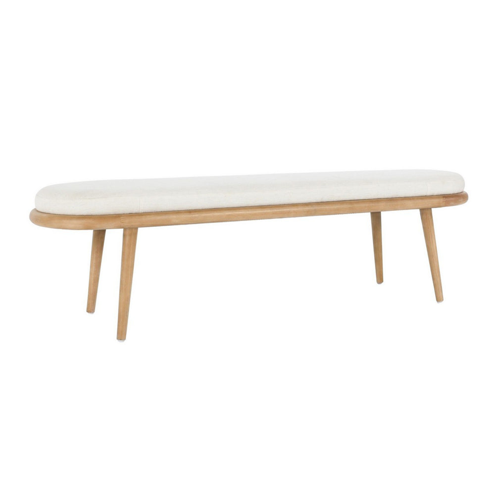 Eli 60 Inch Modern Rounded Bench Polyester Splayed Legs Brown White By Casagear Home BM282988