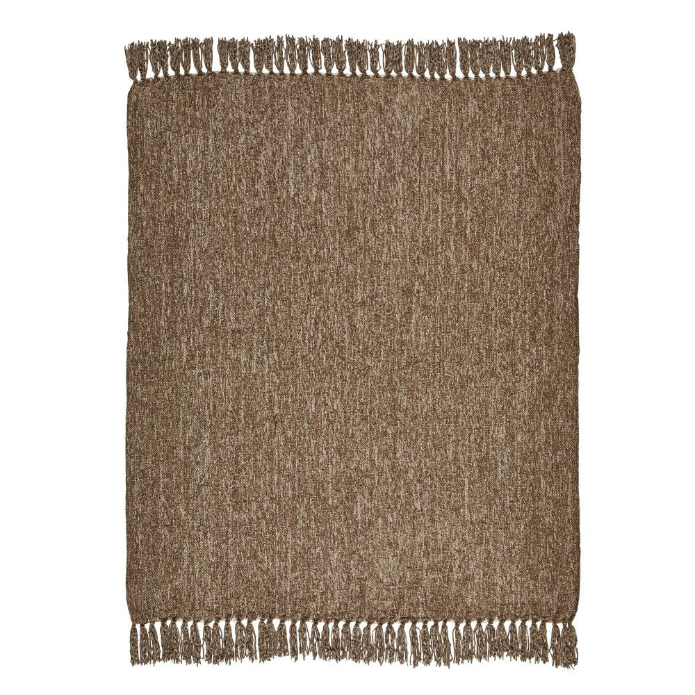 Emily 60 Inch Soft Polyester Throw Blanket Knotted Fringe Set of 3 Brown By Casagear Home BM283133