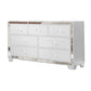 Eli 57 Inch Modern Wood Dresser, 7 Drawers, Mirrored Edges, Clean White By Casagear Home