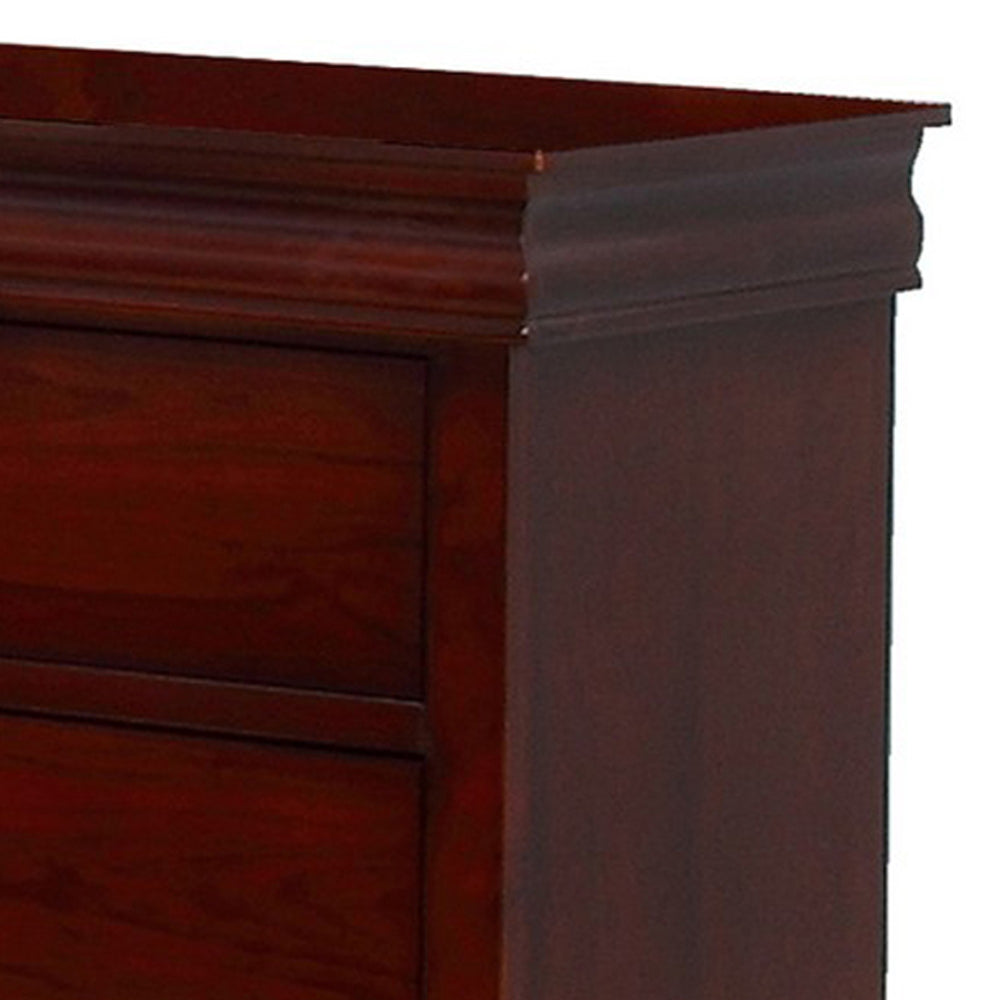 Liam 58 Inch 6 Drawer Wood Dresser Molded Trim Drop Handles Cherry Brown By Casagear Home BM283193