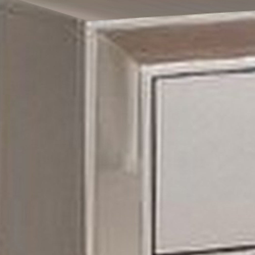 Eli 23 Inch Deluxe 2 Drawer Nightstand Mirrored Trim Wood Frame Silver By Casagear Home BM283195