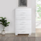 Vin 48 Inch Modern Tall Dresser Chest, 5 Gliding Drawers, Crisp White By Casagear Home